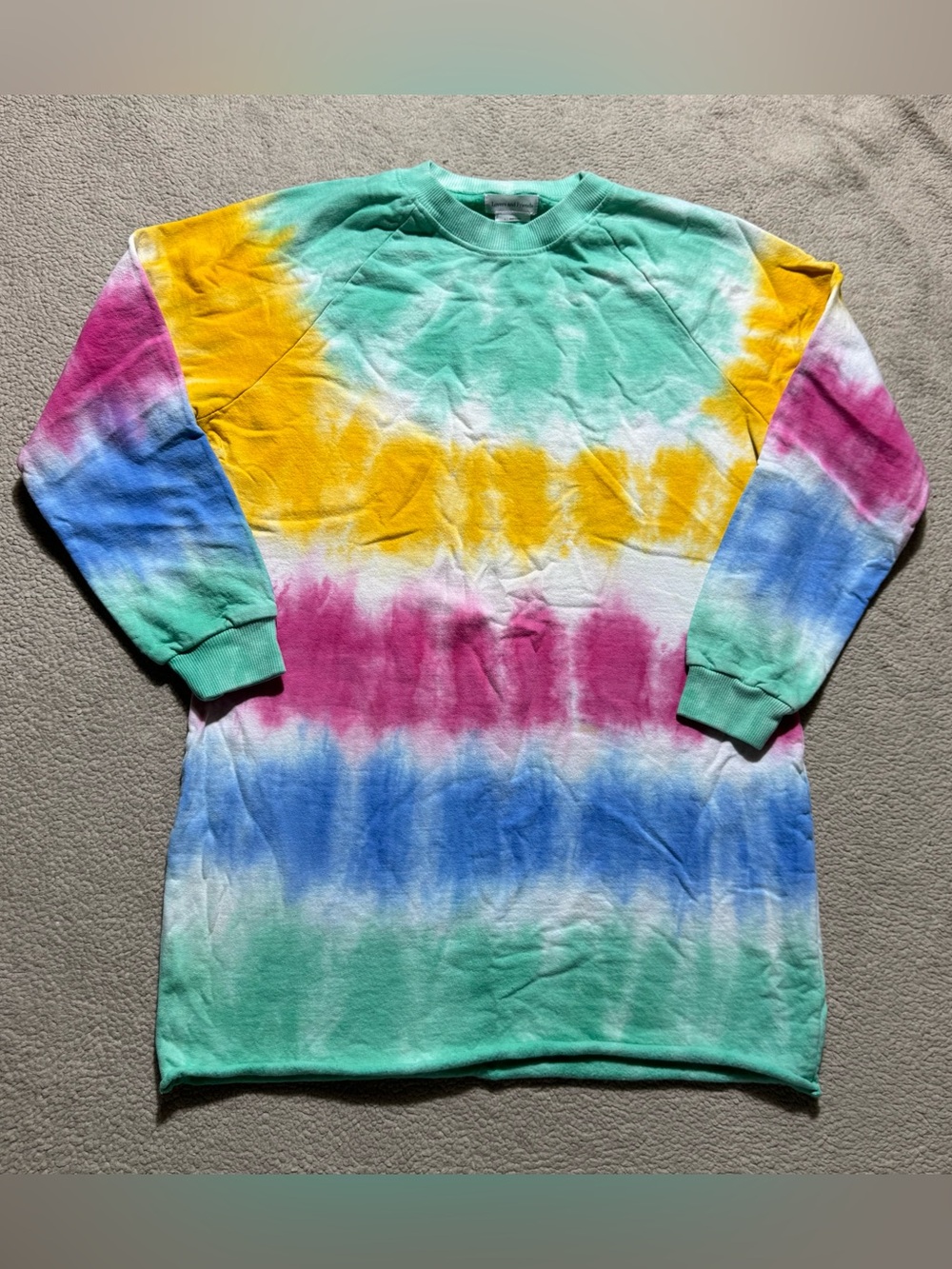 Lovers and Friends Sweatshirt Womens Small Tunic Tie Dye Jenn Raw Hem Fleece USA